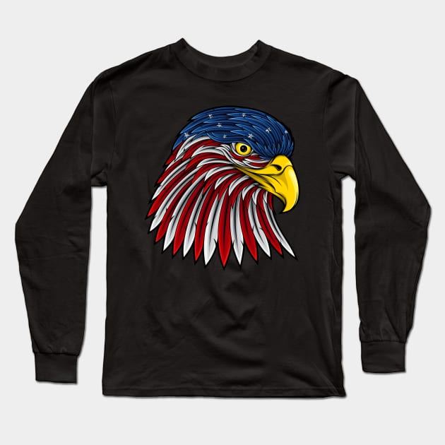 US Flag Eagle Long Sleeve T-Shirt by JagatKreasi